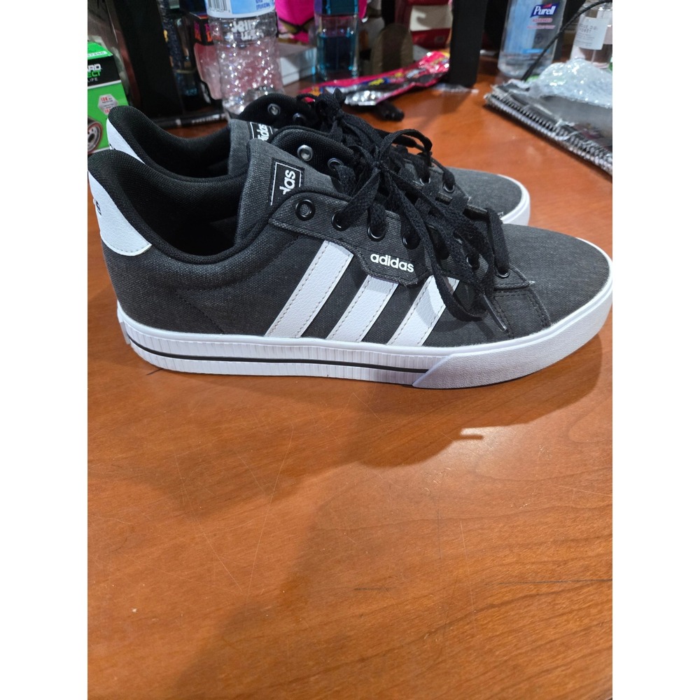 Adidas Daily 3.0 Mens Black White Canvas Low Top Sneakers FW7033 Size 8